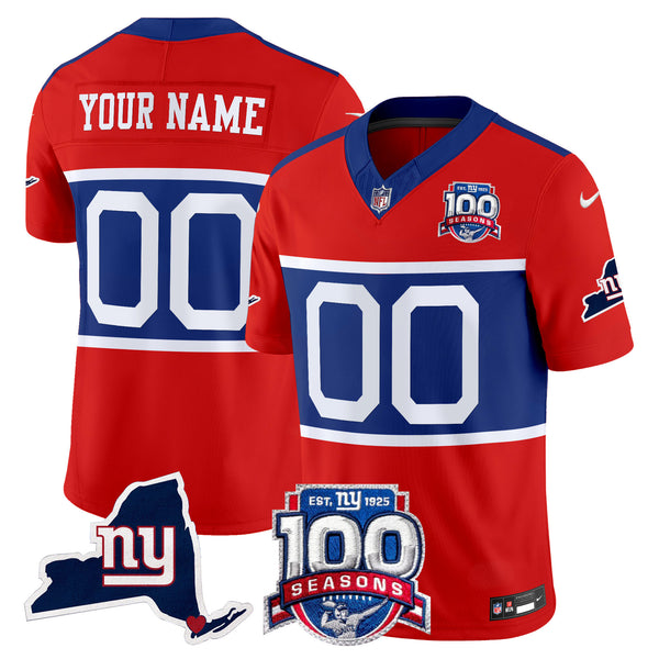 New York Giants 'Century Red' 100th Commemorative Vapor Custom Jersey V2 - All Stitched