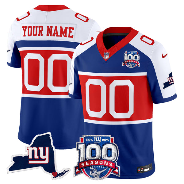 New York Giants 'Century Red' 100th Commemorative Vapor Custom Jersey V2 - All Stitched
