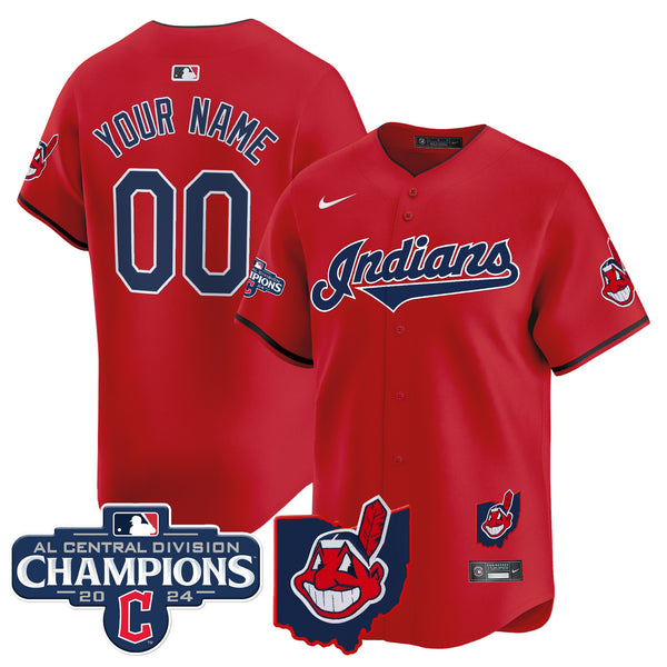 Cleveland Indians 2024 AL Central Division Champions Vapor Premier Limited Custom Jersey - All Stitched