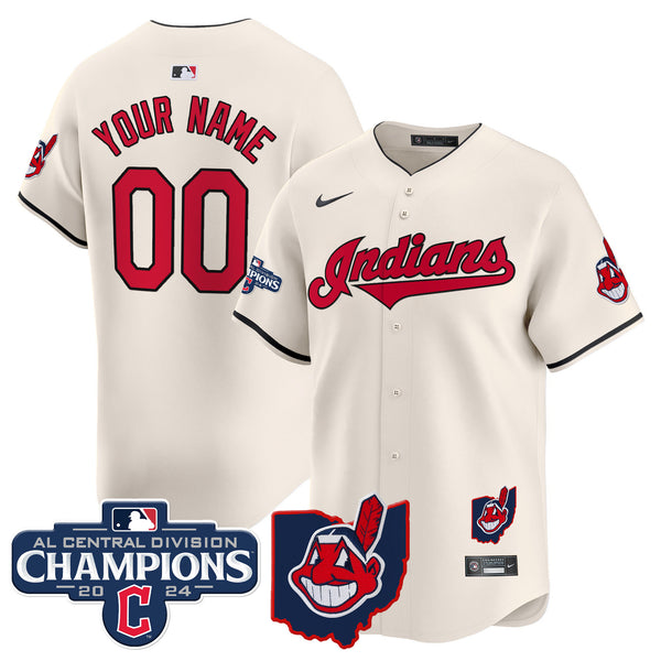 Cleveland Indians 2024 AL Central Division Champions Vapor Premier Limited Custom Jersey - All Stitched
