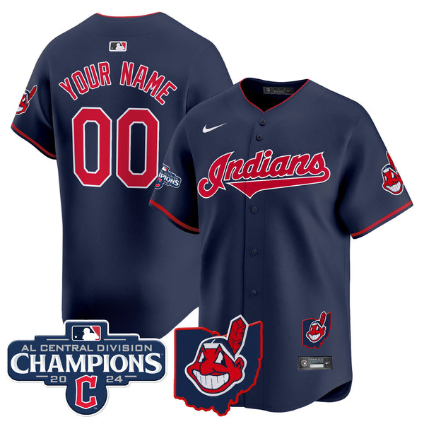 Cleveland Indians 2024 AL Central Division Champions Vapor Premier Limited Custom Jersey - All Stitched