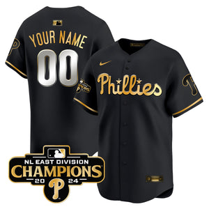 Phillies 2024 NL East Division Champions Gold Vapor Premier Limited Custom Jersey - All Stitched