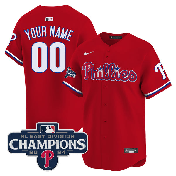 Phillies 2024 NL East Division Champions Gold Vapor Premier Limited Custom Jersey - All Stitched