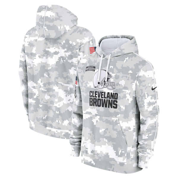 Cleveland Browns 2024 Salute to Service Pullover Hoodie - Arctic Camo - All Print