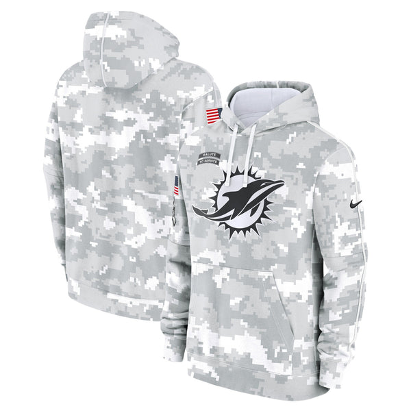 Miami Dolphins 2024 Salute to Service Pullover Hoodie - Arctic Camo - All Print