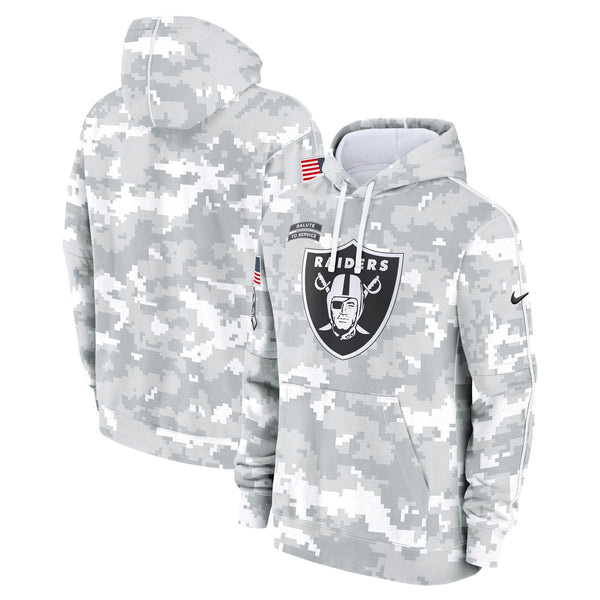 Las Vegas Raiders 2024 Salute to Service Pullover Hoodie - Arctic Camo - All Print