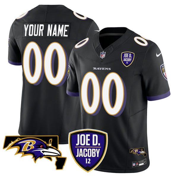 Ravens Joe D & Jacoby Patch Vapor Limited Custom Jersey - All Stitched