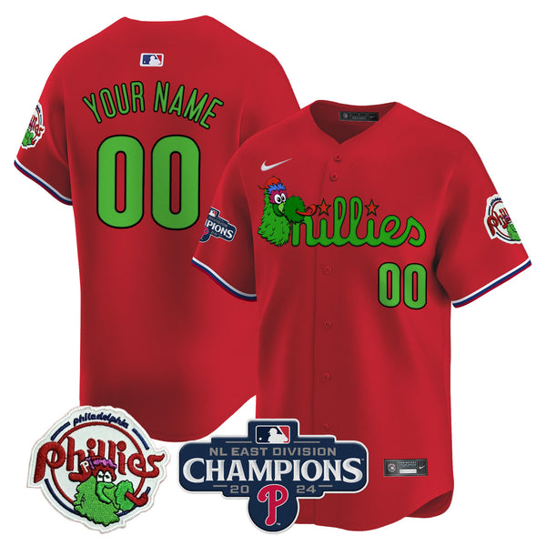 Phillies Phanatic 2024 NL East Division Champions Vapor Premier Limited Custom Jersey V2 - All Stitched