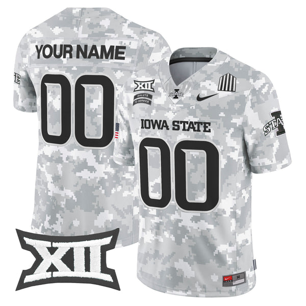 Iowa State Cyclones 2024 Salute to Service Vapor Limited Custom Jersey - Arctic Camo - All Stitched