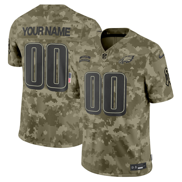 Philadelphia Eagles 2024 Salute to Service Vapor Limited Custom Jersey - All Stitched