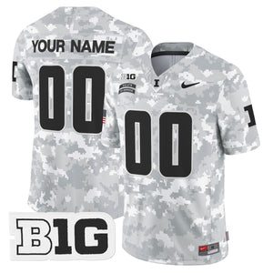 Illinois Fighting Illini 2024 Salute to Service Vapor Limited Custom Jersey - Arctic Camo - All Stitched