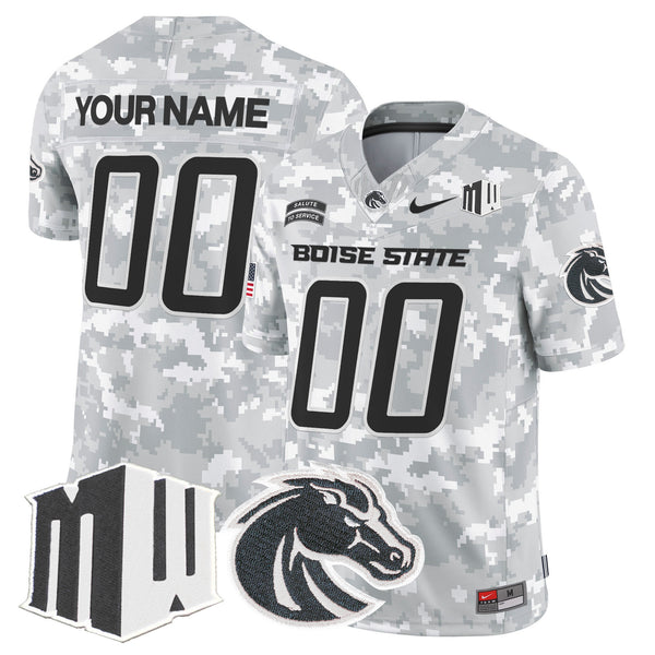 Boise State Broncos 2024 Salute to Service Vapor Limited Custom Jersey - Arctic Camo - All Stitched