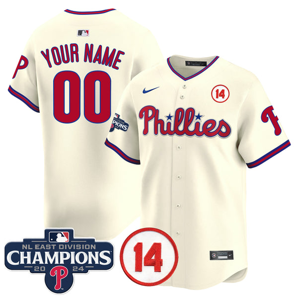 Phillies 2024 NL East Division Champions & Pete Rose Patch Vapor Premier Limited Custom Jersey - All Stitched