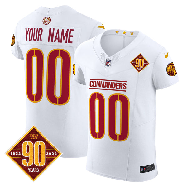Washington Commanders 90th Anniversary Patch Vapor Elite Custom Jersey - All Stitched