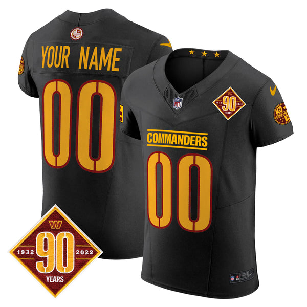 Washington Commanders 90th Anniversary Patch Vapor Elite Custom Jersey - All Stitched