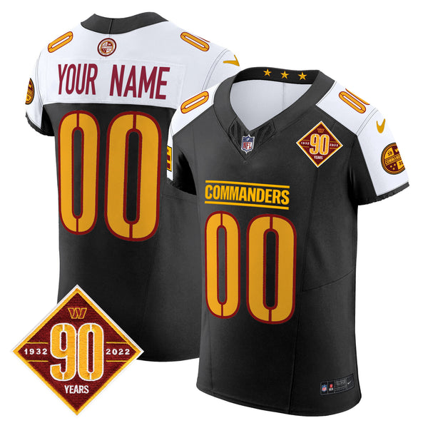 Washington Commanders 90th Anniversary Patch Vapor Elite Custom Jersey - All Stitched