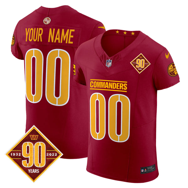 Washington Commanders 90th Anniversary Patch Vapor Elite Custom Jersey - All Stitched