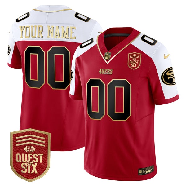49ers Quest For Six Patch Vapor Limited Custom Jersey - All Stitched