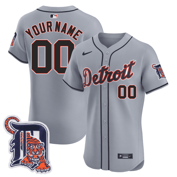 Detroit Tigers Logo Patch Baseball Custom Jersey - All Stitched