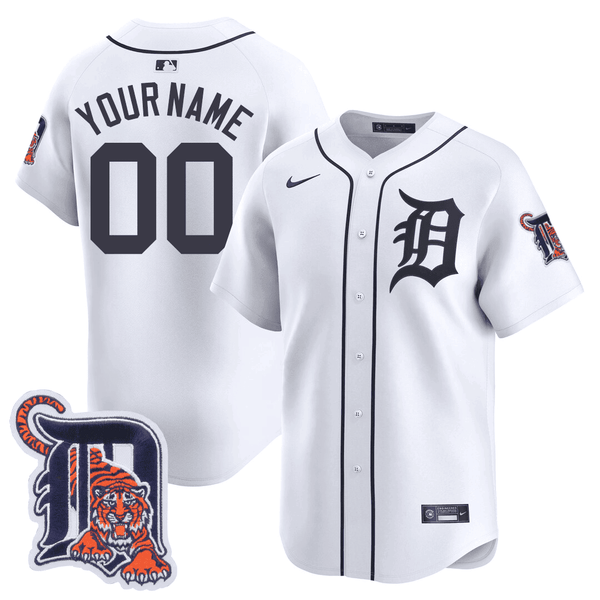 Detroit Tigers Logo Patch Baseball Custom Jersey - All Stitched