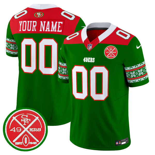 49ers 2024 Christmas Vapor Limited Custom Jersey - All Stitched