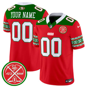 49ers 2024 Christmas Vapor Limited Custom Jersey - All Stitched