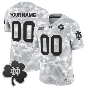 Notre Dame Fighting Irish 2024 Salute to Service Vapor Limited Custom Jersey - Arctic Camo - All Stitched