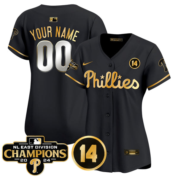 Phillies 2024 NL East Division Champions & Pete Rose Patch Vapor Premier Limited Custom Jersey - All Stitched