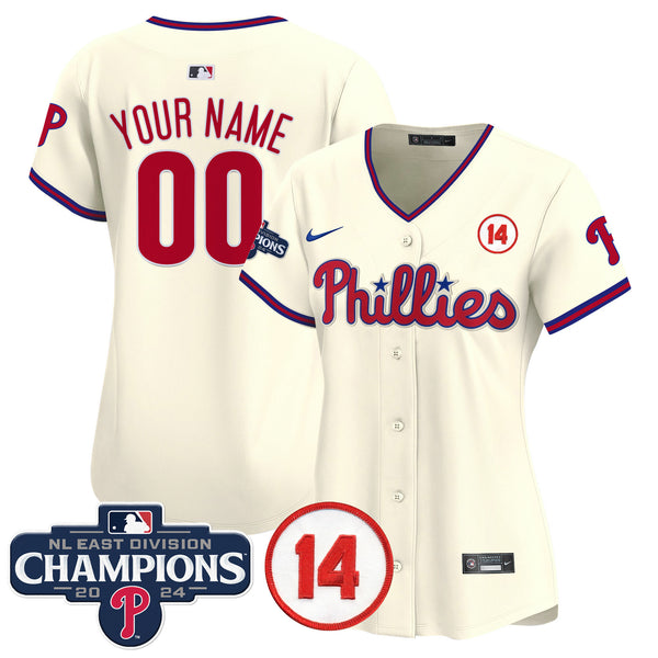 Phillies 2024 NL East Division Champions & Pete Rose Patch Vapor Premier Limited Custom Jersey - All Stitched