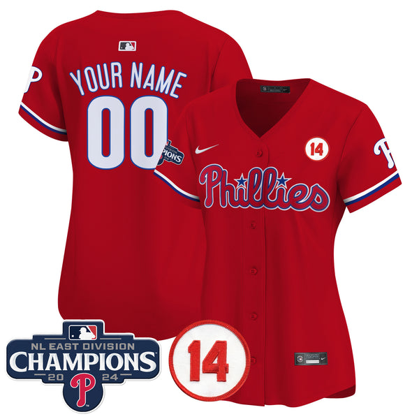 Phillies 2024 NL East Division Champions & Pete Rose Patch Vapor Premier Limited Custom Jersey - All Stitched