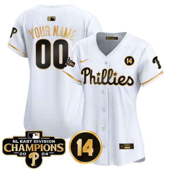 Phillies 2024 NL East Division Champions & Pete Rose Patch Vapor Premier Limited Custom Jersey - All Stitched