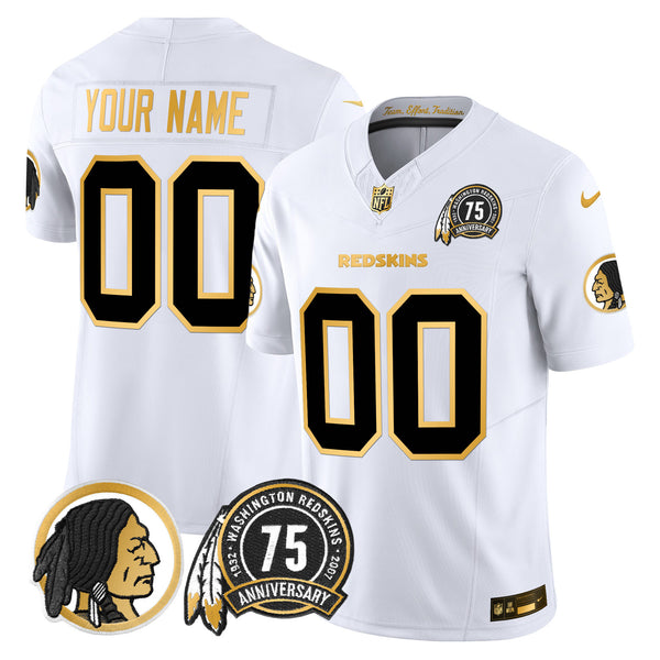 Washington Redskins 75th Patch Throwback Gold Vapor Limited Custom Jersey - All Stitched