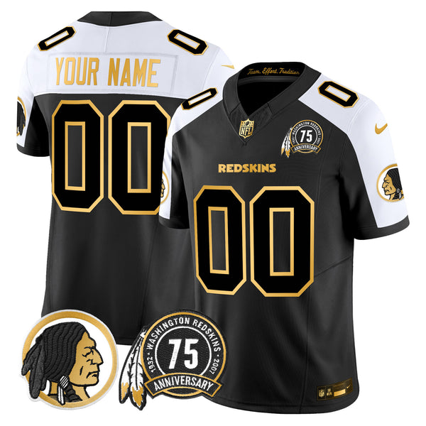Washington Redskins 75th Patch Throwback Gold Vapor Limited Custom Jersey - All Stitched