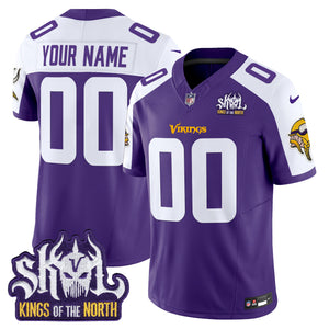 Minnesota Vikings Kings Of The North Patch Vapor Limited Custom Jersey - All Stitched