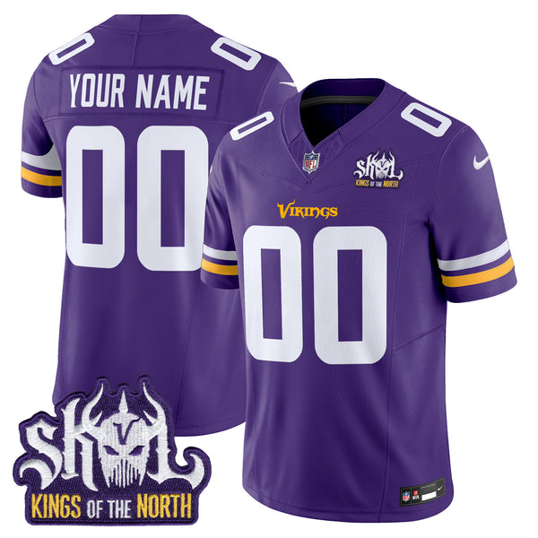 Minnesota Vikings Kings Of The North Patch Vapor Limited Custom Jersey - All Stitched