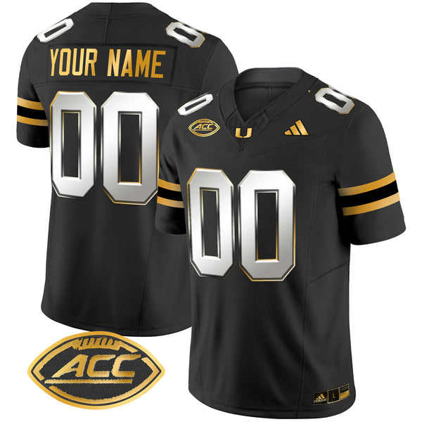 Miami Hurricanes 2025 Gold Vapor Limited Custom Jersey - All Stitched
