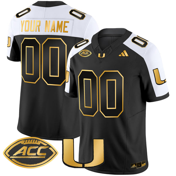 Miami Hurricanes 2025 Gold Vapor Limited Custom Jersey - All Stitched