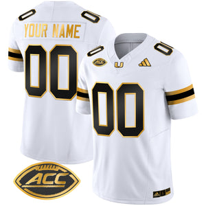 Miami Hurricanes 2025 Gold Vapor Limited Custom Jersey - All Stitched