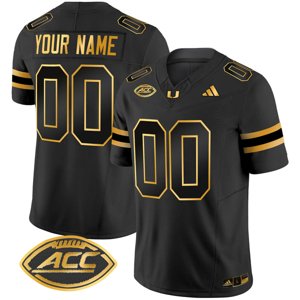 Miami Hurricanes 2025 Gold Vapor Limited Custom Jersey - All Stitched