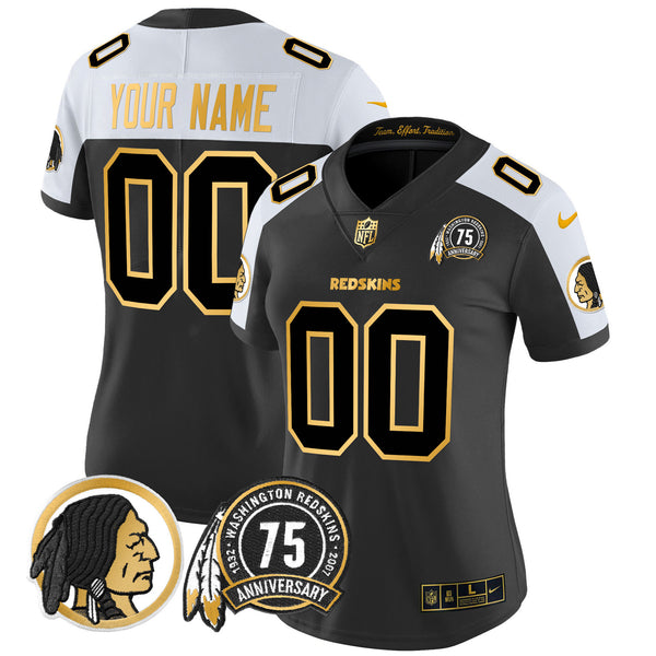 Washington Redskins 75th Patch Throwback Gold Vapor Limited Custom Jersey - All Stitched