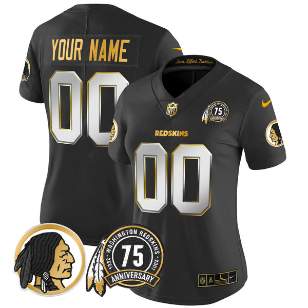 Washington Redskins 75th Patch Throwback Gold Vapor Limited Custom Jersey - All Stitched