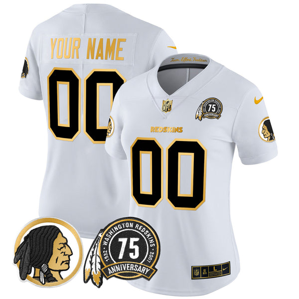 Washington Redskins 75th Patch Throwback Gold Vapor Limited Custom Jersey - All Stitched