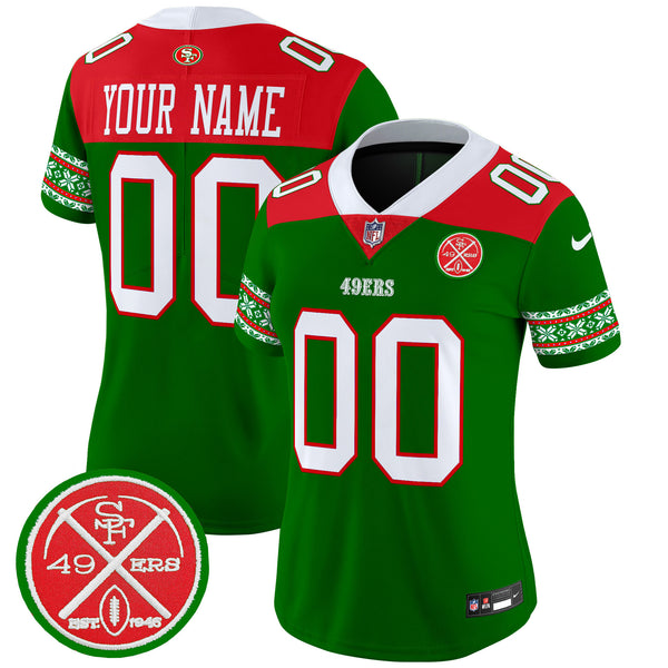 49ers 2024 Christmas Vapor Limited Custom Jersey - All Stitched