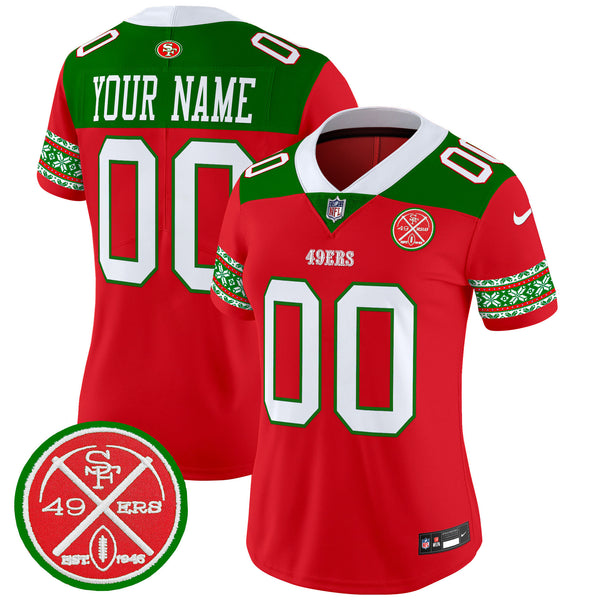 49ers 2024 Christmas Vapor Limited Custom Jersey - All Stitched