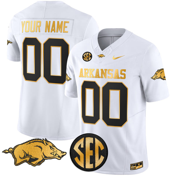 Arkansas Razorbacks Gold Vapor Limited Custom Jersey - All Stitched