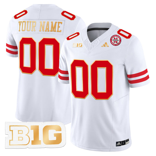 Nebraska Cornhuskers 2025 Gold Trim Vapor Limited Custom Jersey - All Stitched