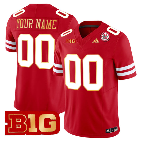 Nebraska Cornhuskers 2025 Gold Trim Vapor Limited Custom Jersey - All Stitched