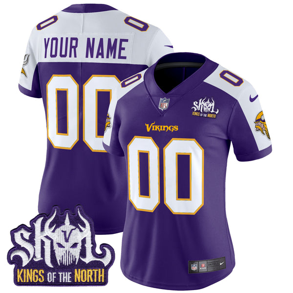 Minnesota Vikings King Of The North Patch Throwback Vapor Limited Custom Jersey - All Stitched