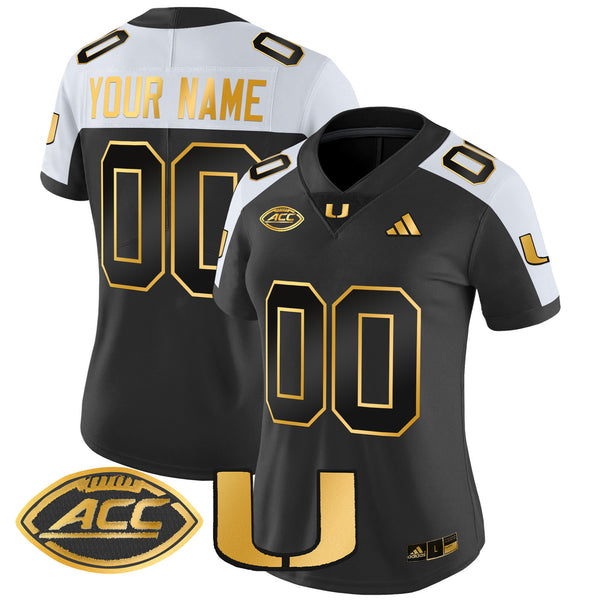 Miami Hurricanes 2025 Gold Vapor Limited Custom Jersey - All Stitched