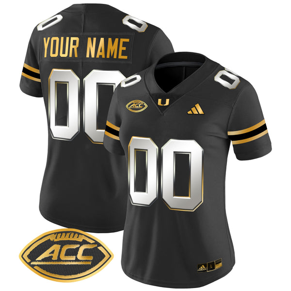 Miami Hurricanes 2025 Gold Vapor Limited Custom Jersey - All Stitched